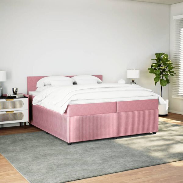 vidaXL &Kappa;&rho;&epsilon;&beta;ά&tau;&iota; Boxspring &mu;&epsilon; &Sigma;&tau;&rho;ώ&mu;&alpha; &Rho;&omicron;&zeta; 200x200 &epsilon;&kappa;. &Beta;&epsilon;&lambda;&omicron;ύ&delta;&iota;&nu;&omicron;