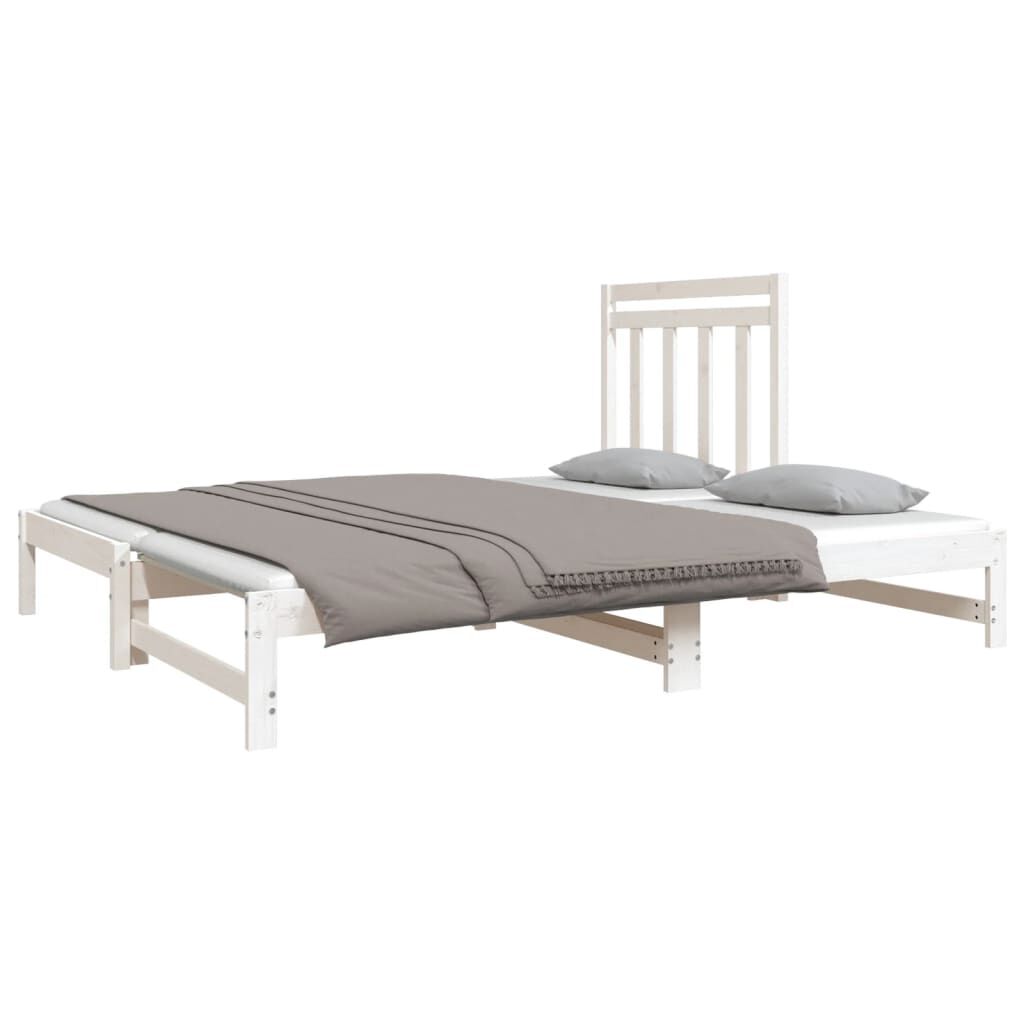 vidaXL Καναπές Κρεβάτι Συρόμενος Λευκός 2x(90x190) εκ. από Μασίφ Πεύκο
