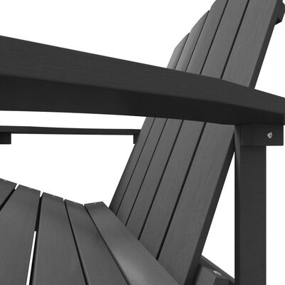 vidaXL Καρέκλα Κήπου Adirondack με Υποπόδιο Ανθρακί από HDPE