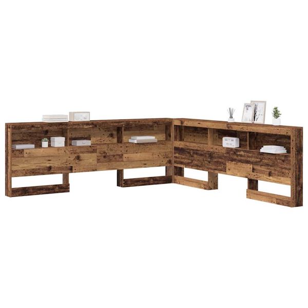 vidaXL Κεφαλάρι Αποθήκης με ράφι Παλαιό ξύλο 180 cm Επεξεργασμένο ξύλο