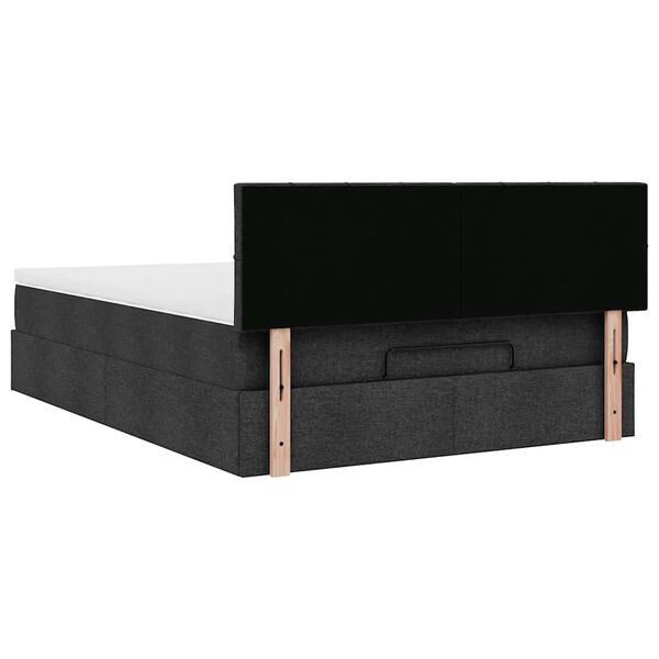vidaXL Οθωμανικό κρεβάτι με στρώμα Μαύρο 140x190cm Ύφασμα
