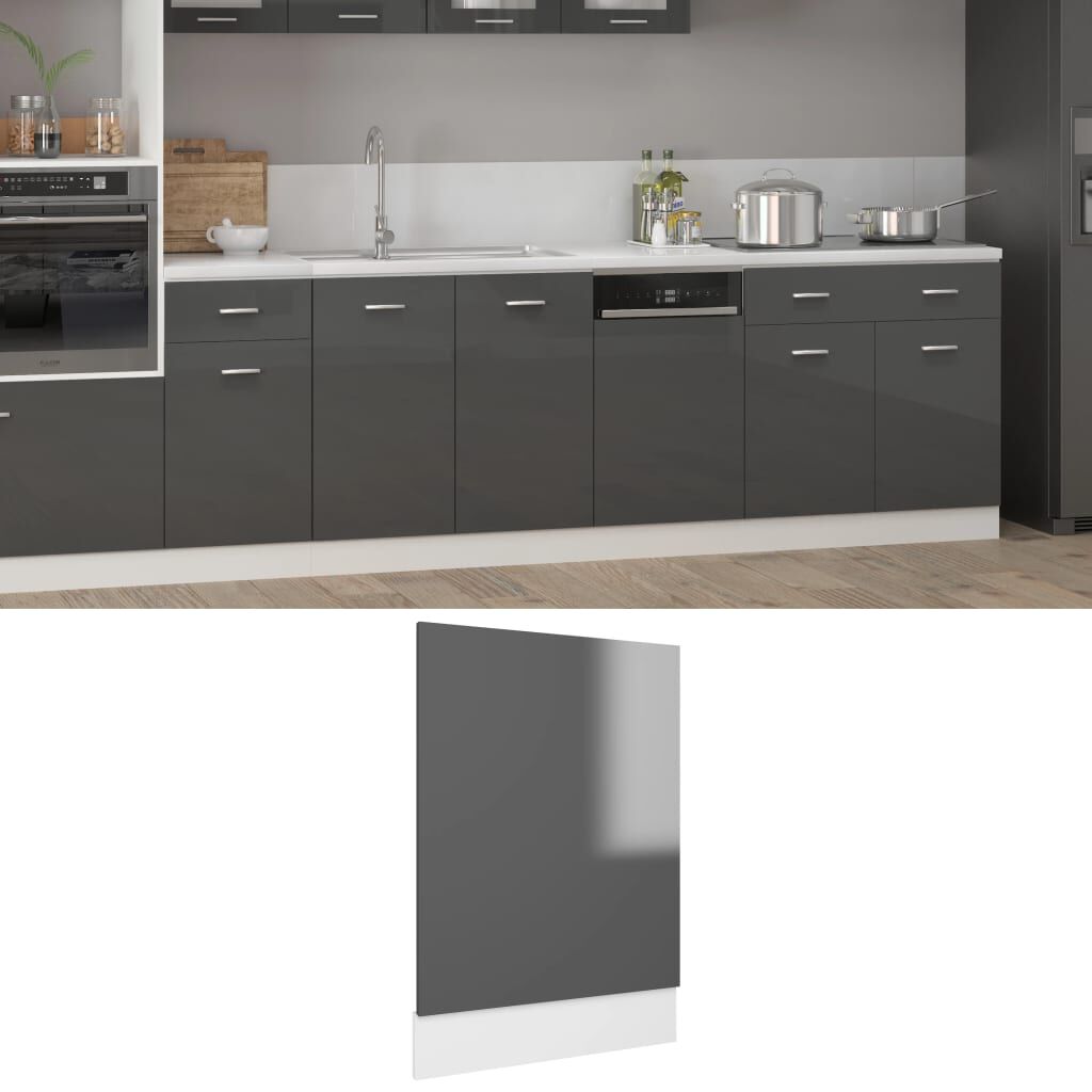 vidaXL Πρόσοψη Πλυντηρίου Πιάτων Lyon Γυαλ. Γκρι 45x3x67εκ.