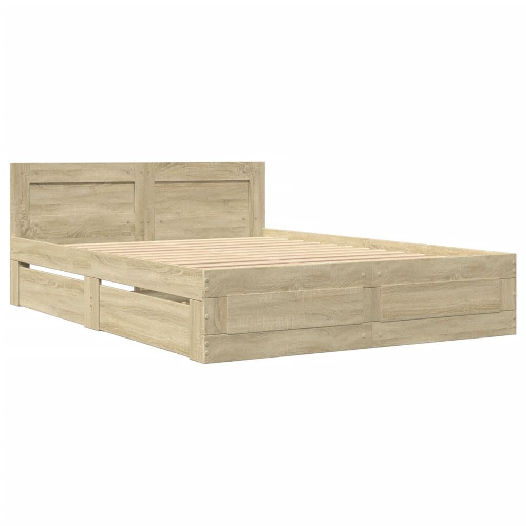 vidaXL Πλαίσιο Κρεβατιού με Κεφαλάρι Sonoma Δρυς 120x200εκ. Επεξ. Ξύλο