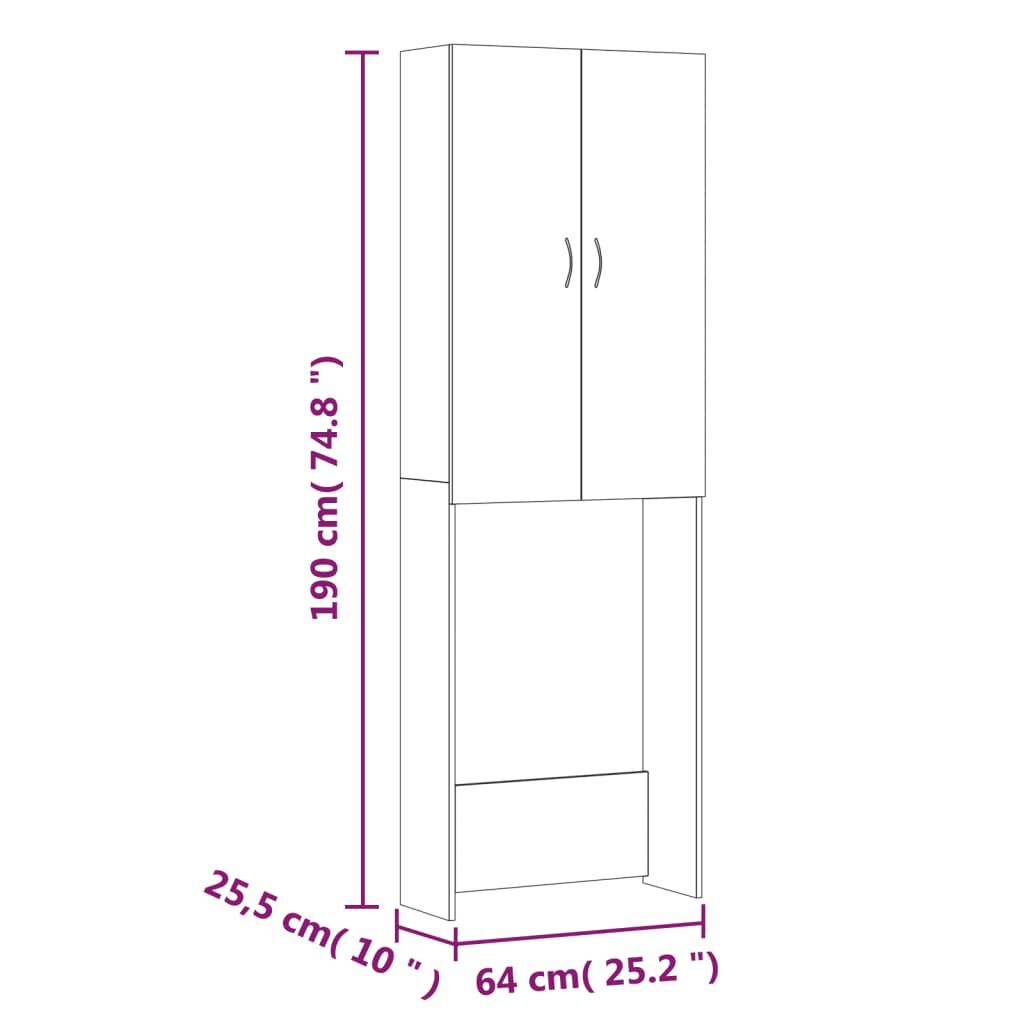 vidaXL Ντουλάπι Πλυντηρίου Γκρι Σκυροδέματος 64 x 25,5 x 190 εκ.