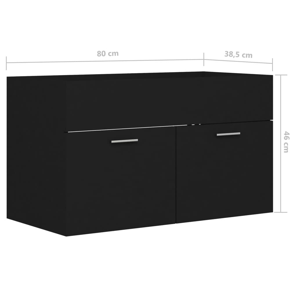 vidaXL Ντουλάπι Νιπτήρα Μαύρο 80 x 38,5 x 46 εκ. από Επεξ. Ξύλο