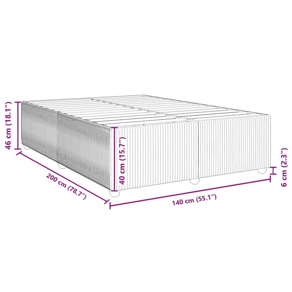 vidaXL Σκελετός Κρεβατιού Χωρίς Στρώμα Γκρι 140x200 εκ. Βελούδινο