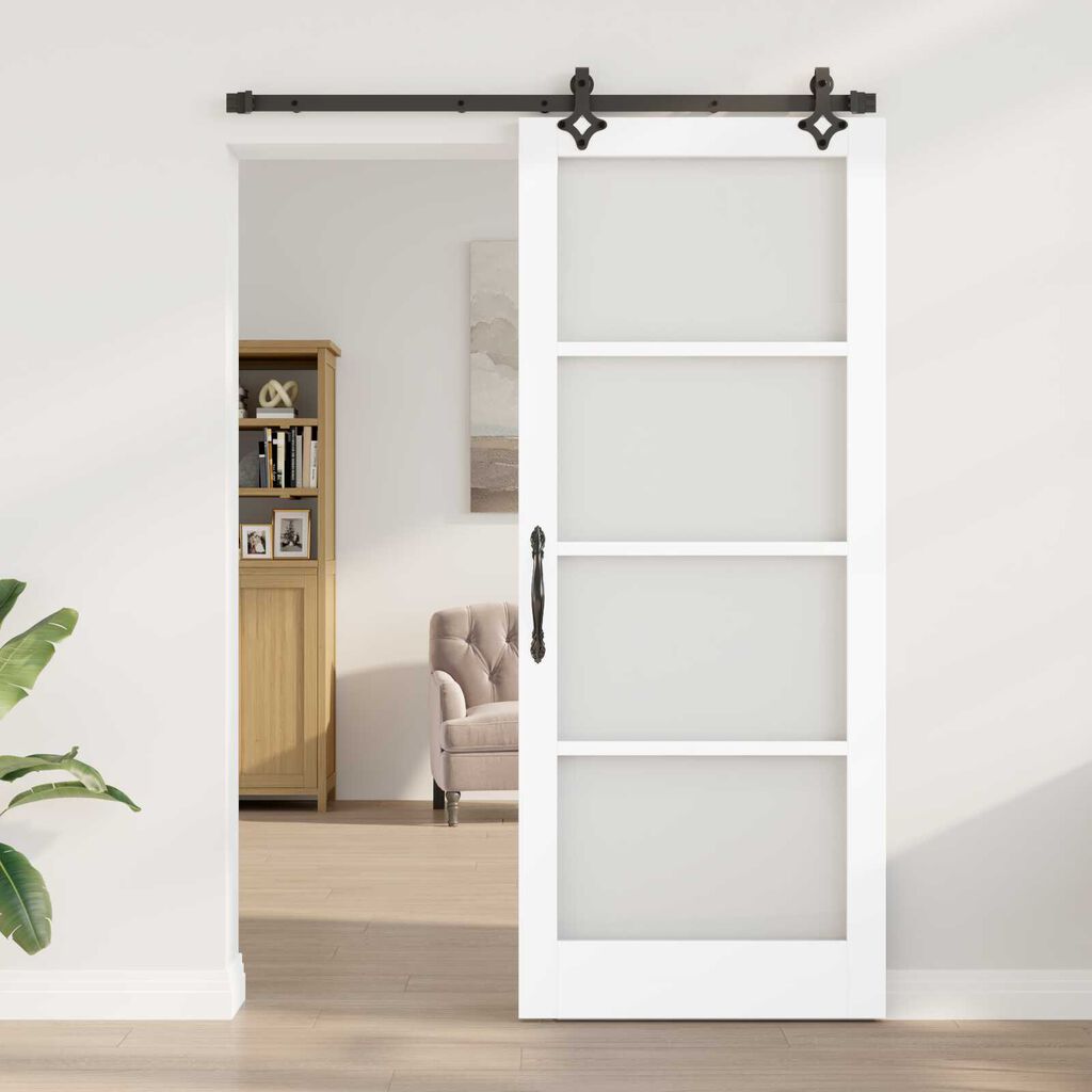 vidaXL Συρόμενη Πόρτα Λευκό 86 x 211 cm Ξύλο και μέταλλο