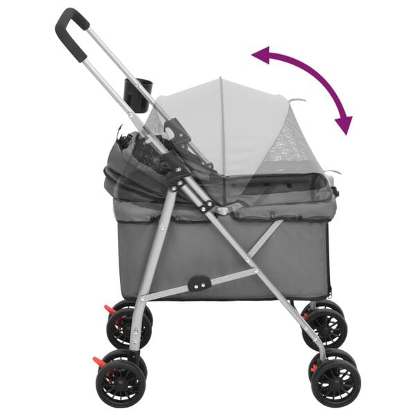 vidaXL Καρότσι Σκύλου Πτυσσόμενο Γκρι 76 x 50 x 100 εκ. Ύφασμα Oxford