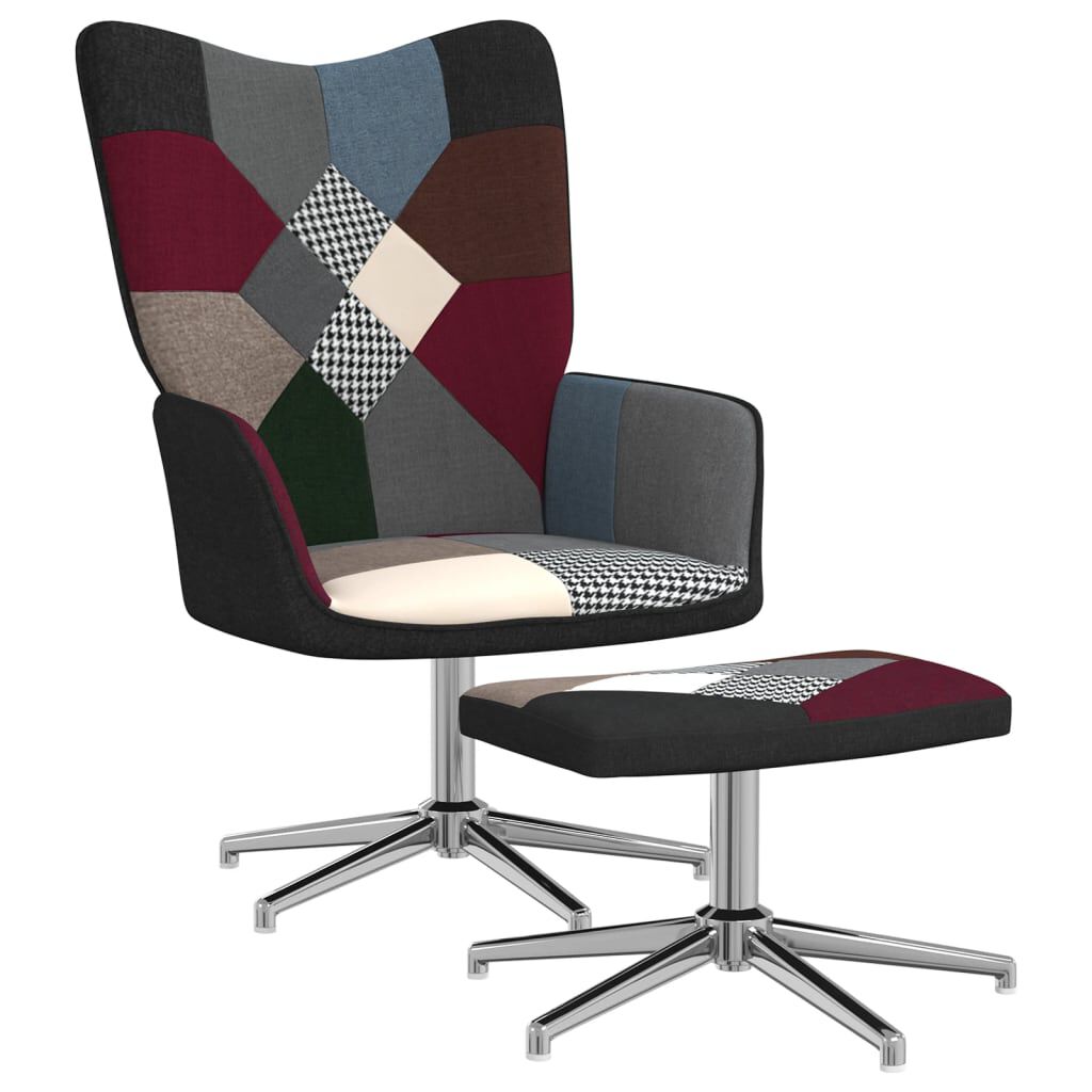 vidaXL Πολυθρόνα Relax Σχέδιο Patchwork Υφασμάτινη με Σκαμπό