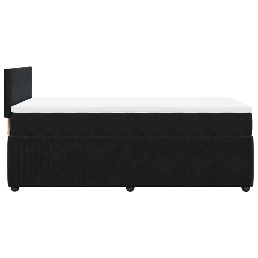 vidaXL Κρεβάτι Boxspring με Στρώμα Μαύρο 90x190 εκ. Βελούδινο
