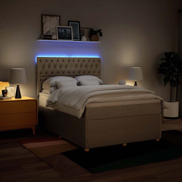 vidaXL &Kappa;&rho;&epsilon;&beta;ά&tau;&iota; Boxspring &mu;&epsilon; &Sigma;&tau;&rho;ώ&mu;&alpha; &Kappa;&rho;&epsilon;&mu; 160x200 &epsilon;&kappa;. &Upsilon;&phi;&alpha;&sigma;&mu;ά&tau;&iota;&nu;&omicron;