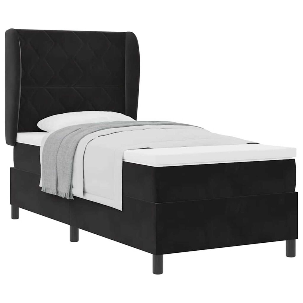 vidaXL Κρεβάτι με ελατήρια με στρώμα Μαύρο 100 x 200 cm Βελούδο