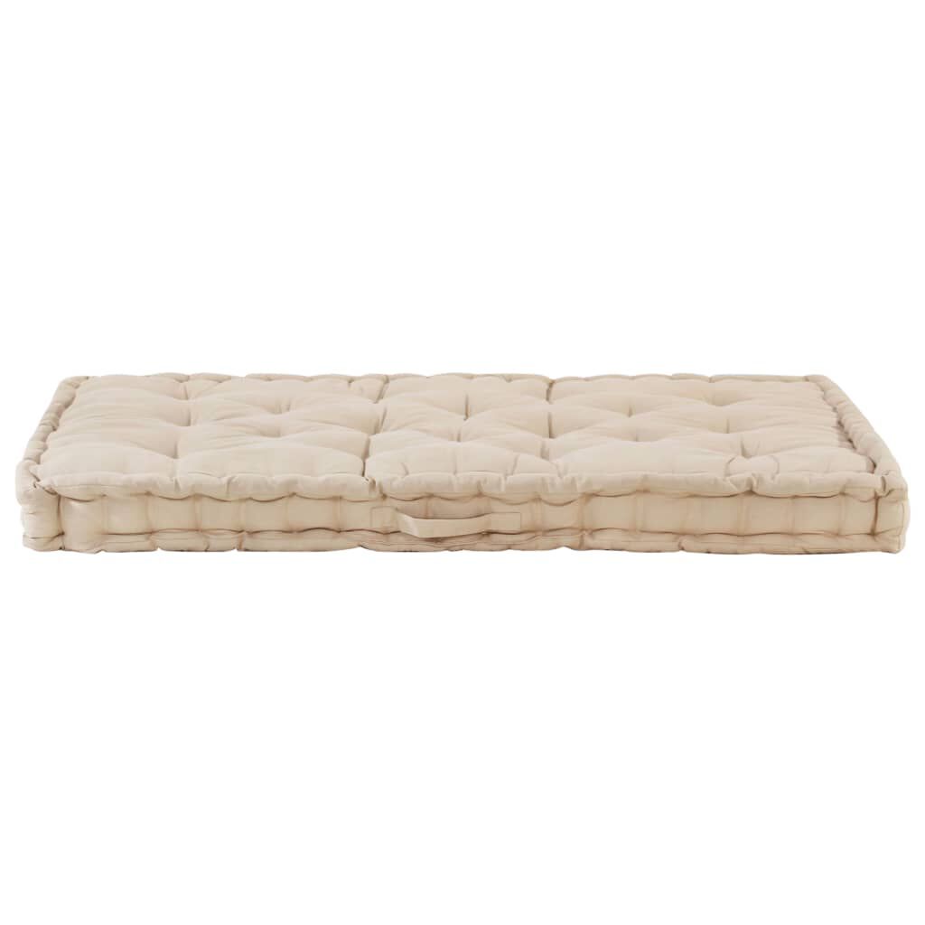 vidaXL Μαξιλάρα Δαπέδου / Παλέτας Μπεζ 120 x 80 x 10 εκ. Βαμβακερή