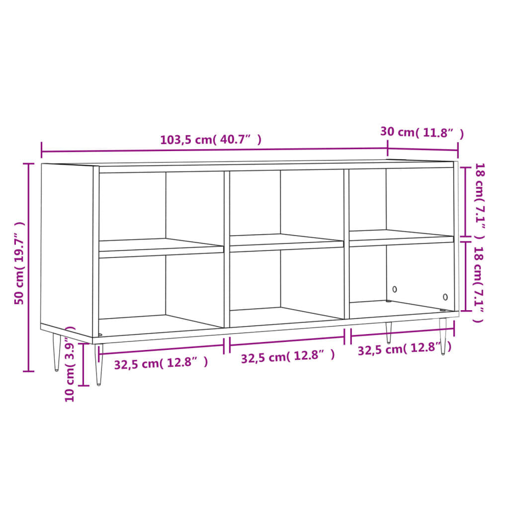 vidaXL Έπιπλο Τηλεόρασης Λευκό 103,5x30x50 εκ. από Επεξεργασμένο Ξύλο