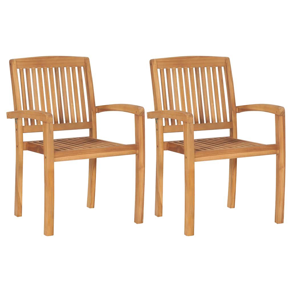 vidaXL Καρέκλες Κήπου 2 τεμ. από Ξύλο Teak με Φωτ. Πράσινα Μαξιλάρια