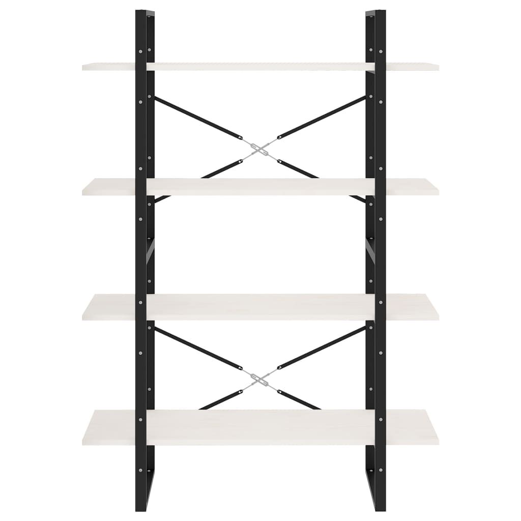 vidaXL Βιβλιοθήκη με 4 Ράφια Λευκή 100x30x140 εκ από Μασίφ Ξύλο Πεύκου