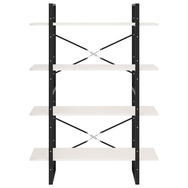 vidaXL Βιβλιοθήκη με 4 Ράφια Λευκή 100x30x140 εκ από Μασίφ Ξύλο Πεύκου