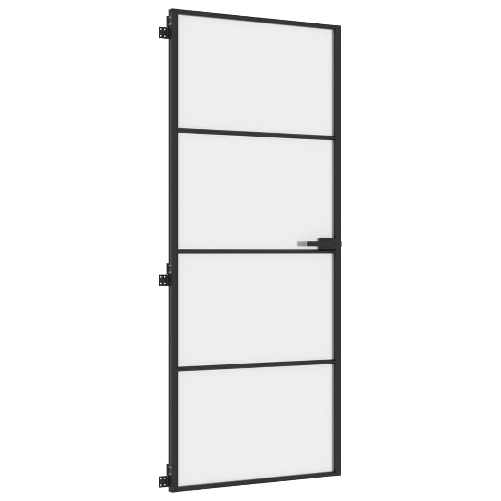 vidaXL Εσωτερική Πόρτα Μαύρη 83 x 201,5 εκ. Ψημένο Γυαλί & Αλουμίνιο