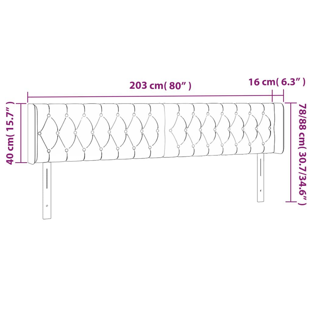 vidaXL Κεφαλάρι Κρεβατιού LED Σκούρο Γκρι 203x16x78/88 εκ. Βελούδινο
