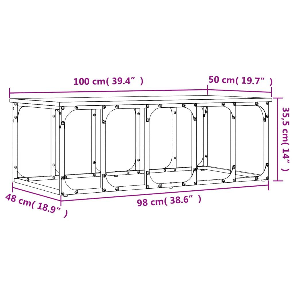 vidaXL Τραπεζάκι Σαλονιού Sonoma Δρυς 100x50x35,5 εκ. Επεξεργ. Ξύλο