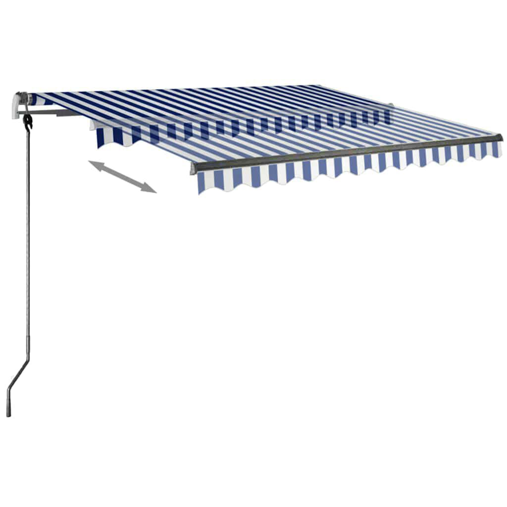 vidaXL Τέντα Συρόμενη Χειροκίνητη με LED Μπλε/Λευκό 300 x 250 εκ.