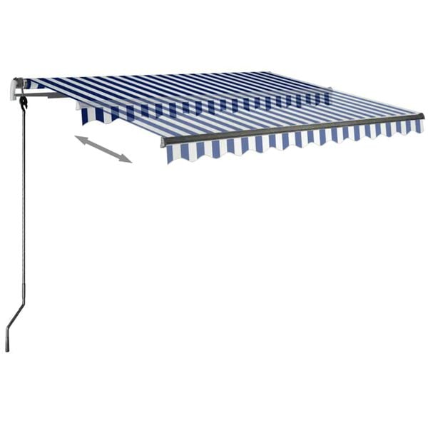 vidaXL Τέντα Συρόμενη Χειροκίνητη με LED Μπλε/Λευκό 300 x 250 εκ.