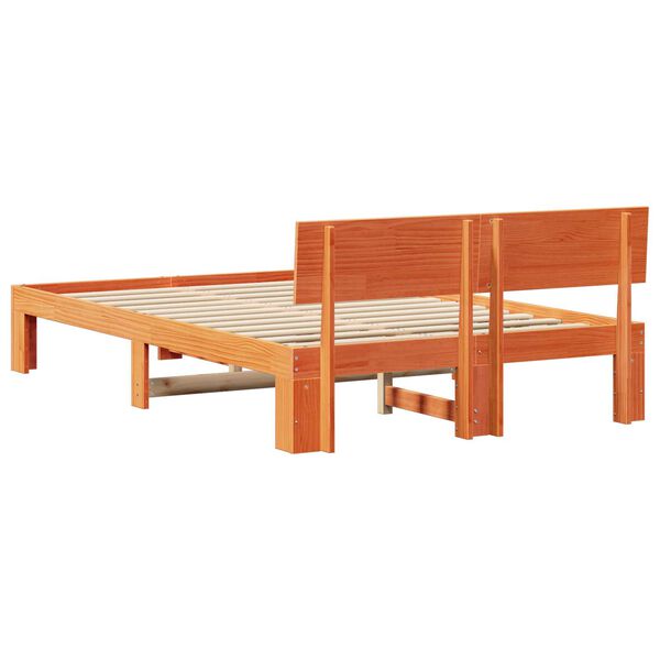 vidaXL Σκελετός Κρεβατιού Καφέ 140 x 190 cm Μασίφ ξύλο πεύκου