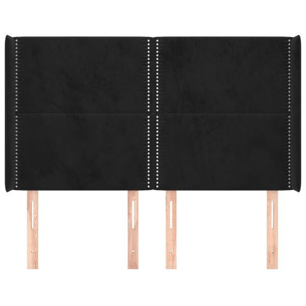 vidaXL Κεφαλάρι με Πτερύγια Μαύρο 147x16x118/128 εκ. Βελούδινο