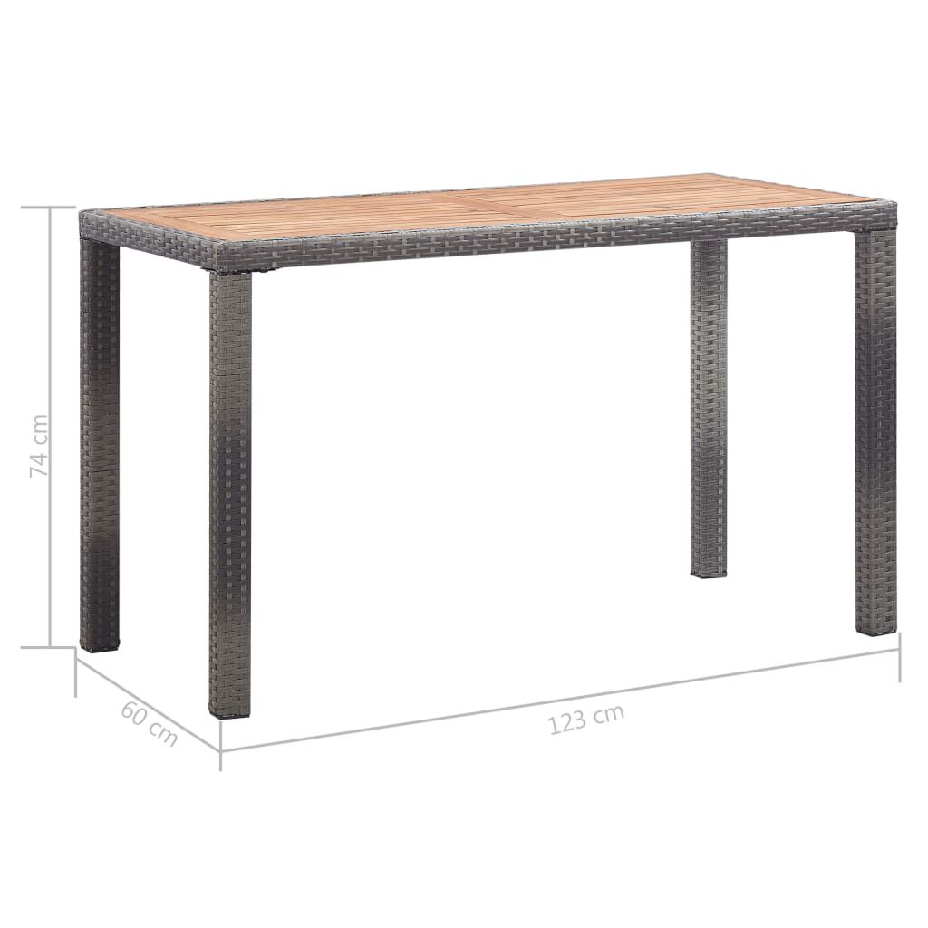 vidaXL Τραπέζι Κήπου Ανθρακί/Καφέ 123x60x74 εκ. από Μασίφ Ξύλο Ακακίας