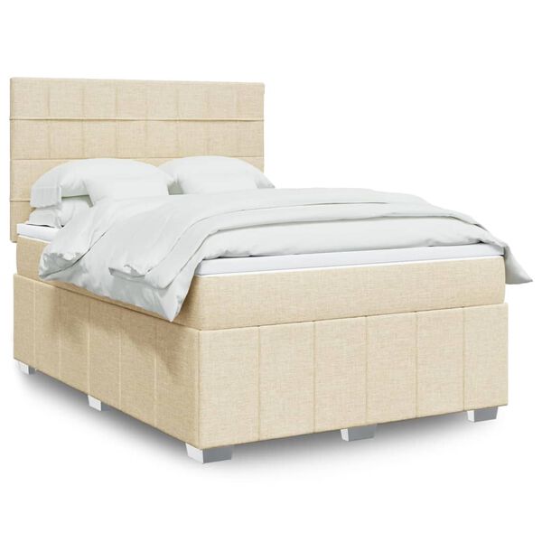 vidaXL &Kappa;&rho;&epsilon;&beta;ά&tau;&iota; Boxspring &mu;&epsilon; &Sigma;&tau;&rho;ώ&mu;&alpha; &Kappa;&rho;&epsilon;&mu; 140x200 &epsilon;&kappa;. &Upsilon;&phi;&alpha;&sigma;&mu;ά&tau;&iota;&nu;&omicron;
