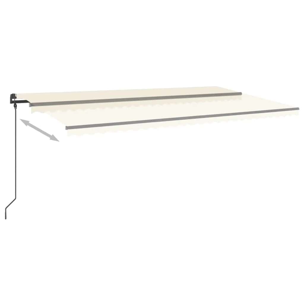 vidaXL Τέντα Συρόμενη Χειροκίνητη με LED Κρεμ 6x3 μ.