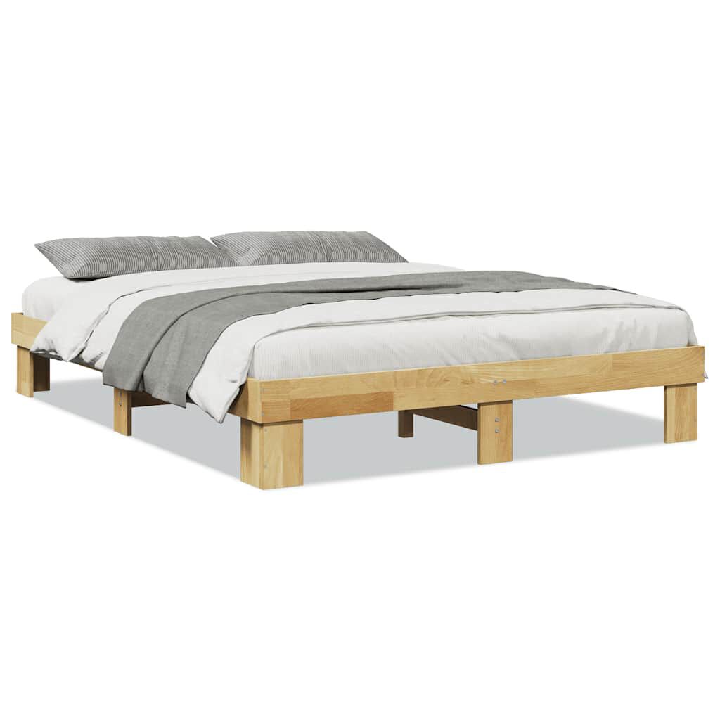 vidaXL Πλαίσιο κρεβατιού χωρίς στρώμα 140x200 cm μασίφ ξύλο δρυς