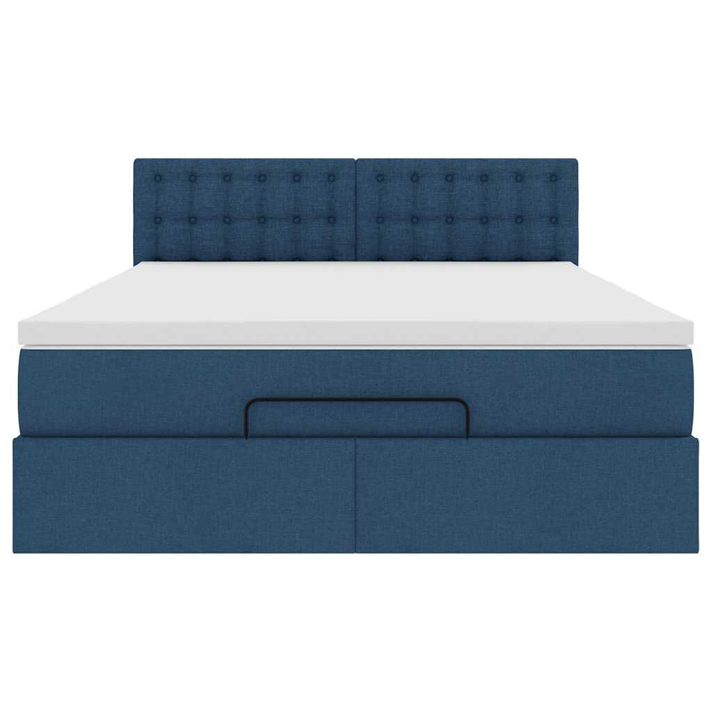 vidaXL Οθωμανικό κρεβάτι με στρώμα μπλε 140x200cm ύφασμα