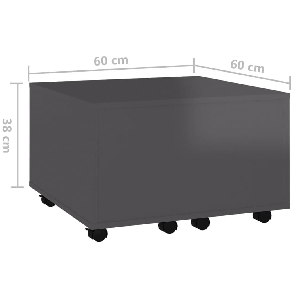 vidaXL Τραπεζάκι Σαλονιού Γυαλιστερό Γκρι 60 x 60 x 38 εκ. Επεξ. Ξύλο