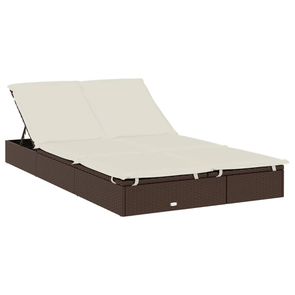 vidaXL Ξαπλώστρα 2 Ατόμων Στρογγ. Οροφή Καφέ 211x112x140εκ Συνθ. Ρατάν