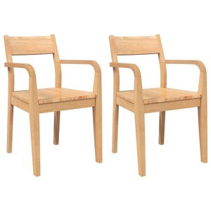 vidaXL Καρέκλες τραπεζαρίας 2 τεμ Φυσικό μασίφ ξύλο καουτσούκ