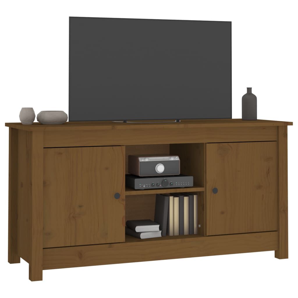 vidaXL Έπιπλο Τηλεόρασης Μελί Καφέ 103x36,5x52εκ από Μασίφ Ξύλο Πεύκου