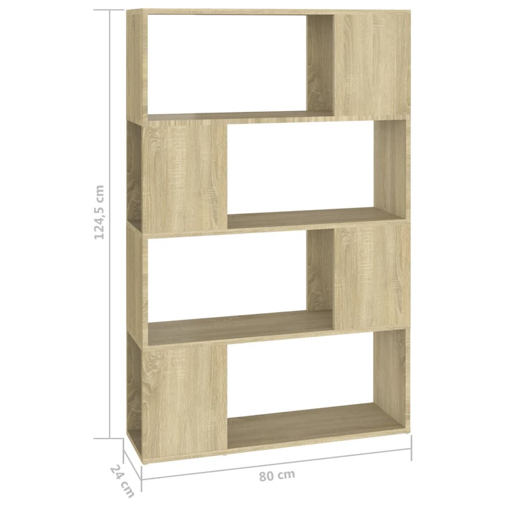 vidaXL Βιβλιοθήκη/Διαχωριστικό Χώρου Sonoma Δρυς 80x24x124,5εκ Μοριοσ.
