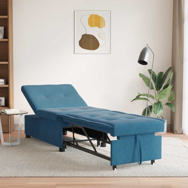 vidaXL Καναπές Κρεβάτι 3-in-1 Pull-Out Σχεδιασμός Μπλε Βελούδο