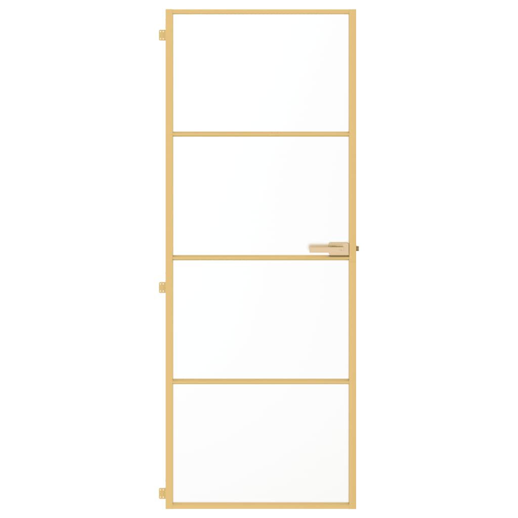 vidaXL Εσωτερική Πόρτα Χρυσή 76 x 201,5 εκ. Ψημένο Γυαλί & Αλουμίνιο