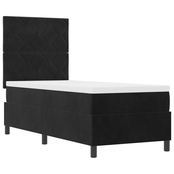 Κρεβάτι Box Spring με Στρώμα & LED μαύρο 80x200 εκ Βελούδο