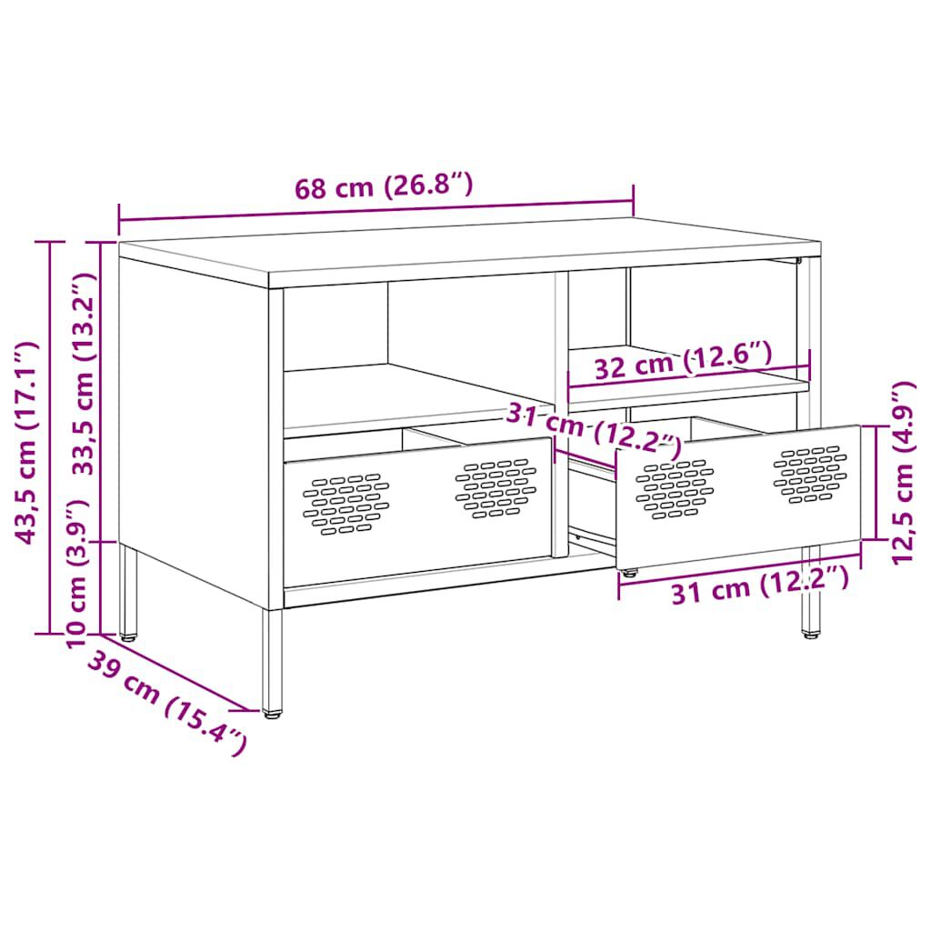 vidaXL Έπιπλο Τηλεόρασης Ροζ 68 x 39 x 43,5 εκ. Χάλυβας Ψυχρής Έλασης