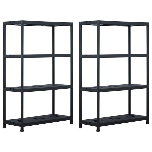 vidaXL Ραφιέρες 2 τεμ. Μαύρες 220 κ. 90 x 40 x 138 εκ. Πλαστικές