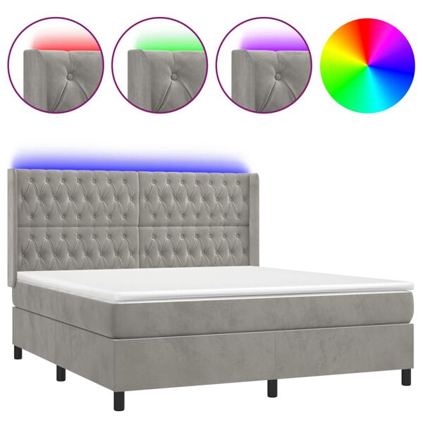 vidaXL &Kappa;&rho;&epsilon;&beta;ά&tau;&iota; Boxspring &mu;&epsilon; &Sigma;&tau;&rho;ώ&mu;&alpha; & LED &Alpha;&nu;.&Gamma;&kappa;&rho;&iota; 180x200 &epsilon;&kappa;. &Beta;&epsilon;&lambda;&omicron;ύ&delta;&iota;&nu;&omicron;