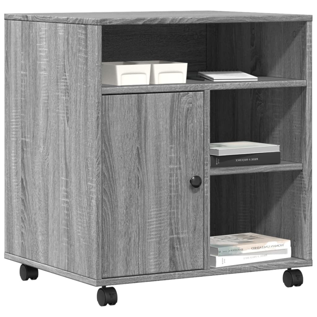 vidaXL Βάση Εκτυπωτή με Ρόδες Γκρι Sonoma 60x50x67 εκ.
