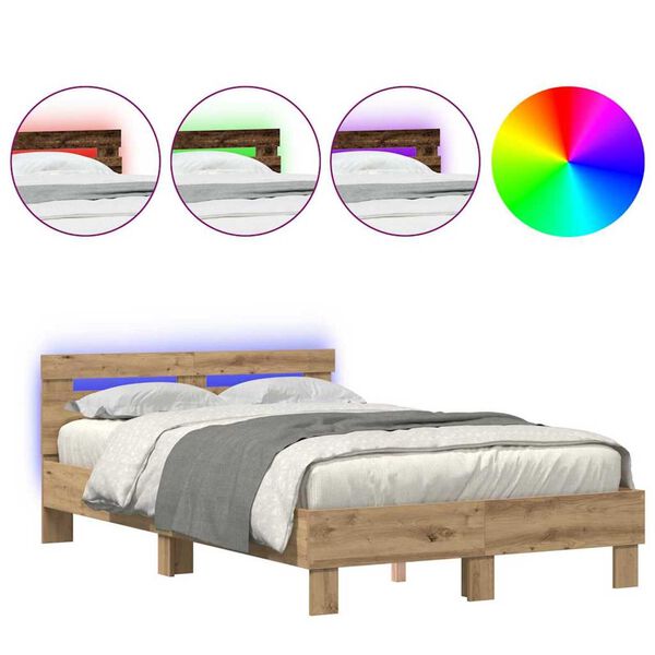 vidaXL Σκελετός Κρεβατιού artisan δρυς 135 x 190 cm Επεξεργασμένο ξύλο