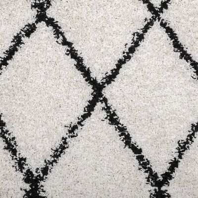 vidaXL Χαλί Shaggy με Ψηλό Πέλος Μοντέρνο Κρεμ και Μαύρο 140 x 200 εκ.