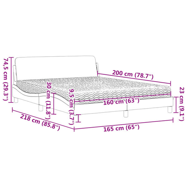 vidaXL Κρεβάτι Κρεμ 160x200 εκ. Υφασμάτινο