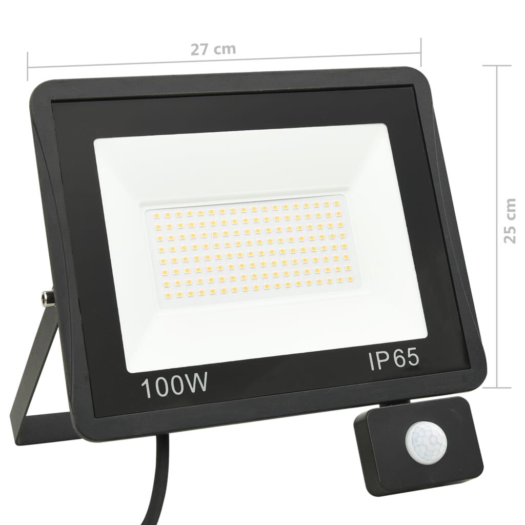 vidaXL Προβολέας LED με Αισθητήρα Θερμό Λευκό 100 W