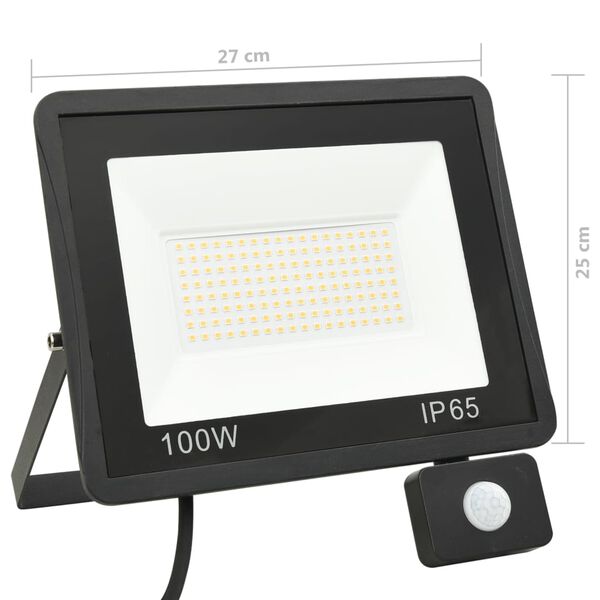 vidaXL Προβολέας LED με Αισθητήρα Θερμό Λευκό 100 W